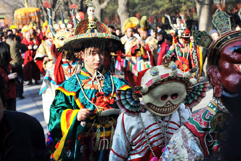 Vibrant Costume of Tiaobuza Dancers Mount Wutai Activities