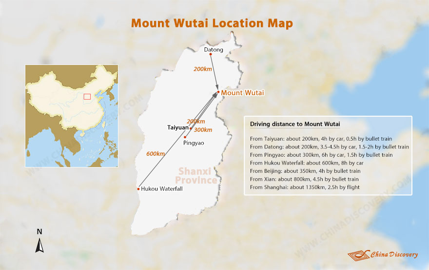 Mount Wutai Loation Map