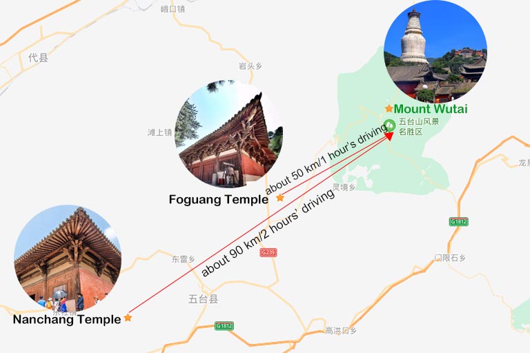 Taihuai Town to Foguang Temple Map