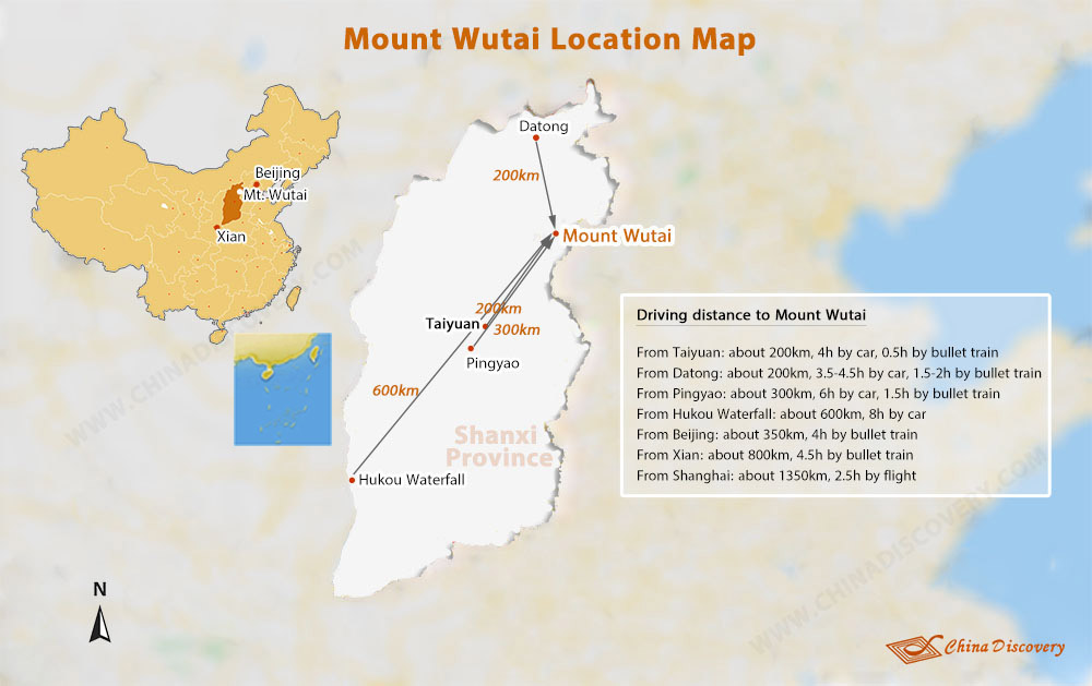 Mount Wutai Location & Transportation Map