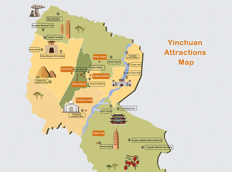 Yinchuan Attractions Map