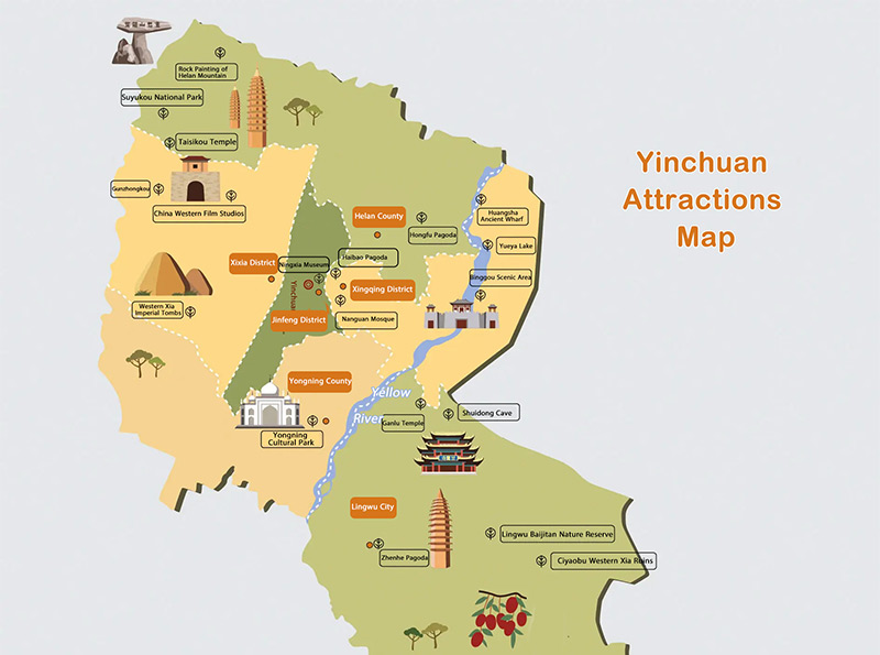  Yinchuan Attractions Map