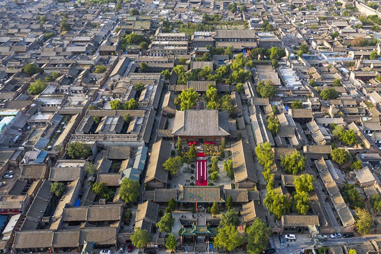 Bird's-eye View of Pingyao Ancient City Buildings Pingyao Ancient City