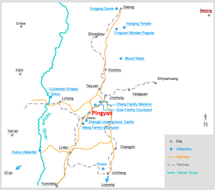 Pingyao Location Map