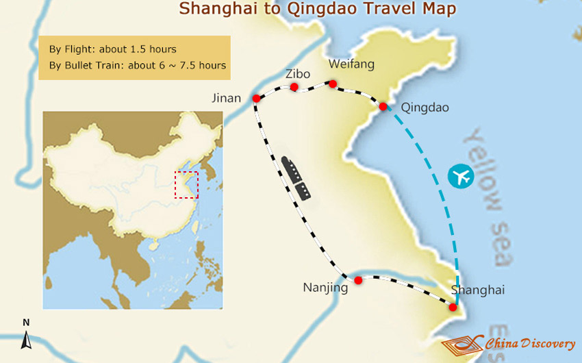 Shanghai to Qingdao Travel Map