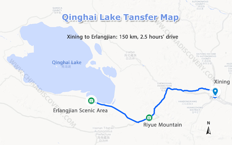 Xining Qinghai Lake Driving Map