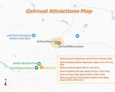 Golmud Attractions Map