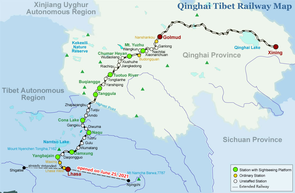 Qinghai Tibet Railway Map