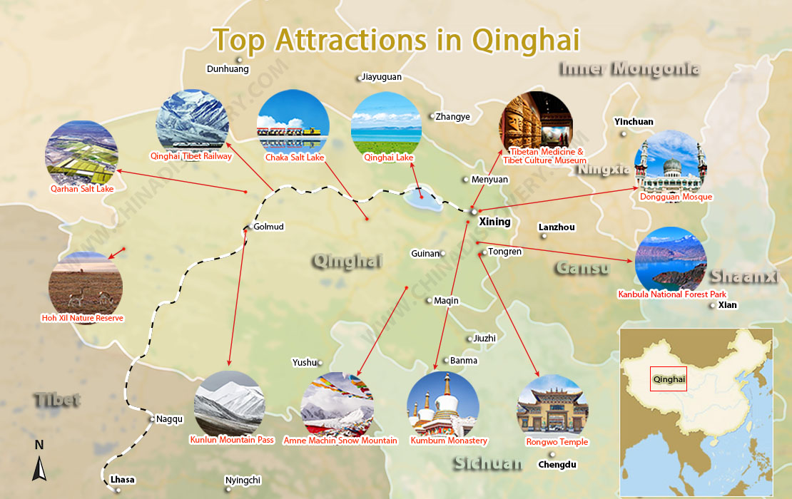 Qinghai Attractions Map