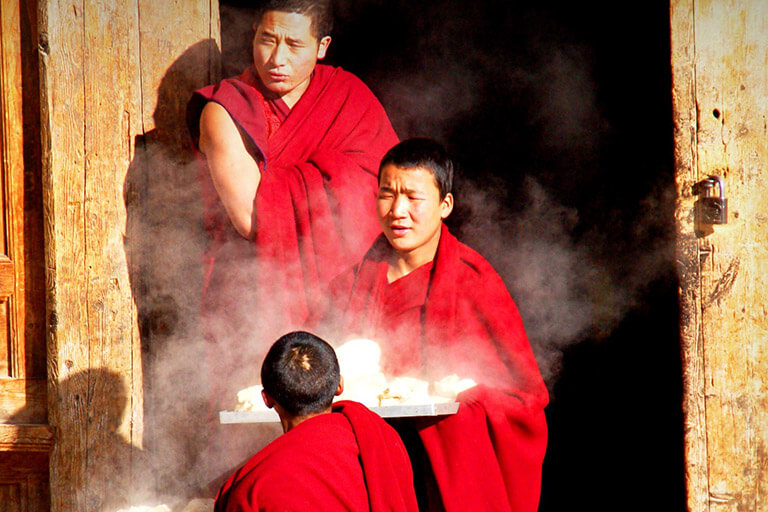 Tibetan monks' living in Longwu Monastery in Tongren