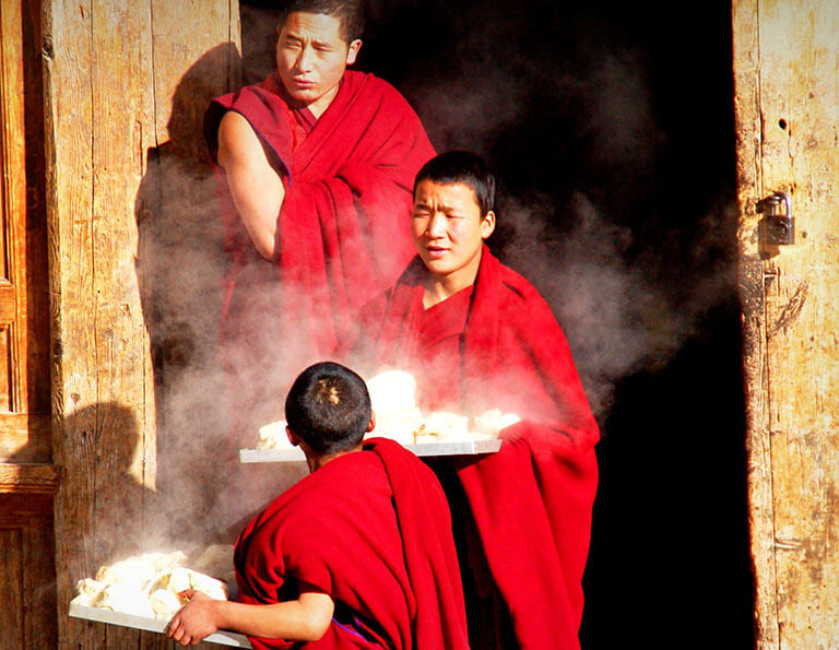 Tibetan monks' living in Longwu Monastery in Tongren