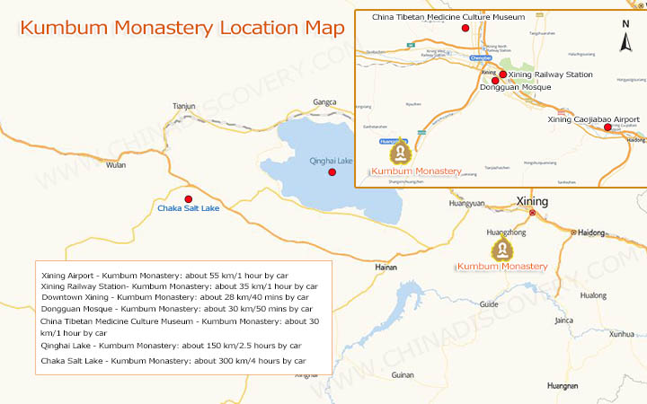 Kumbum Monastery Location Map