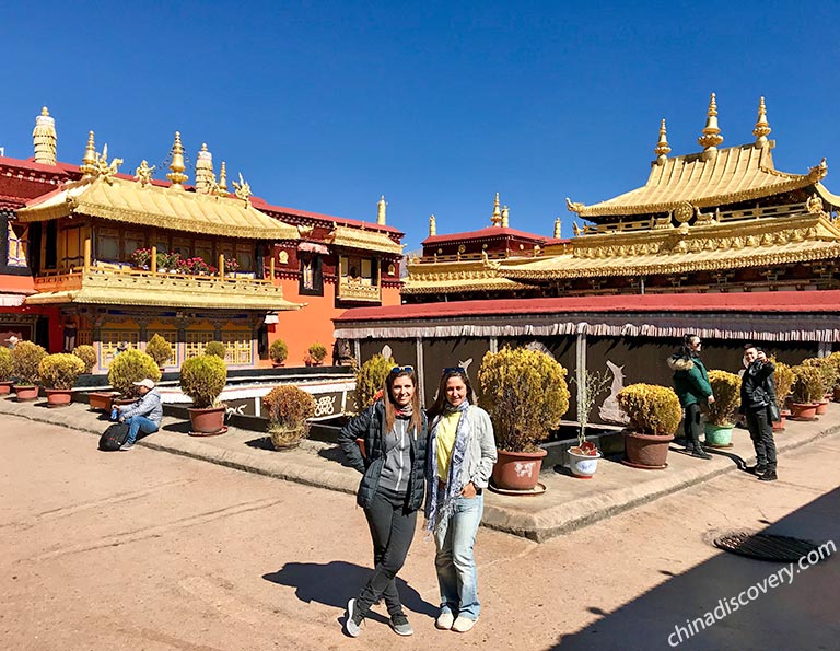 Julie & Friend from France - Golden Roof of Jokhang Temple