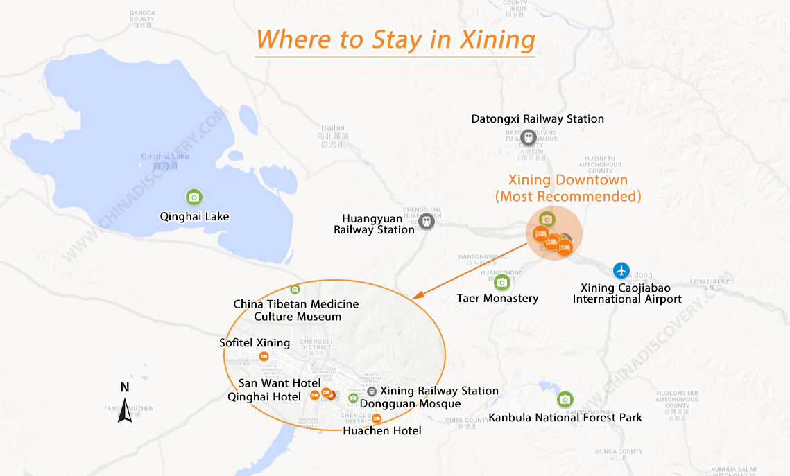 Xining Accommodation Map