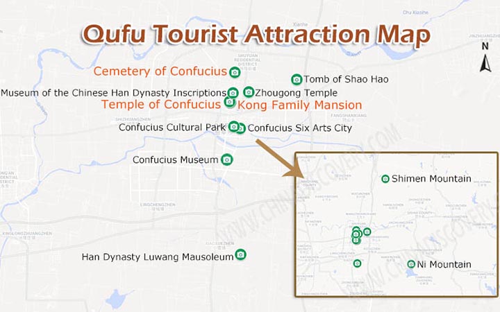 Qufu Attractions map