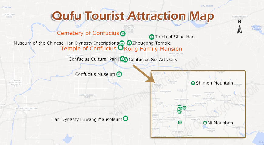 Qufu Tourist Attraction Map