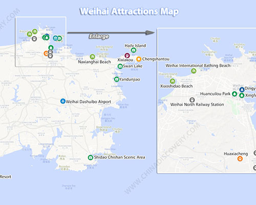 Weihai Attractions Map