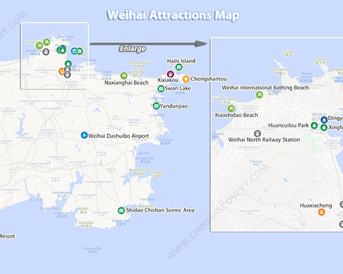 Weihai Attractions Map