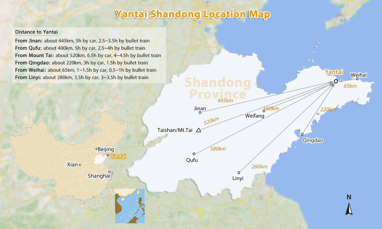 Yantai Location Map