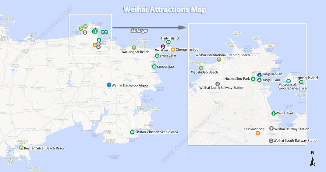 Weihai Attractions Map