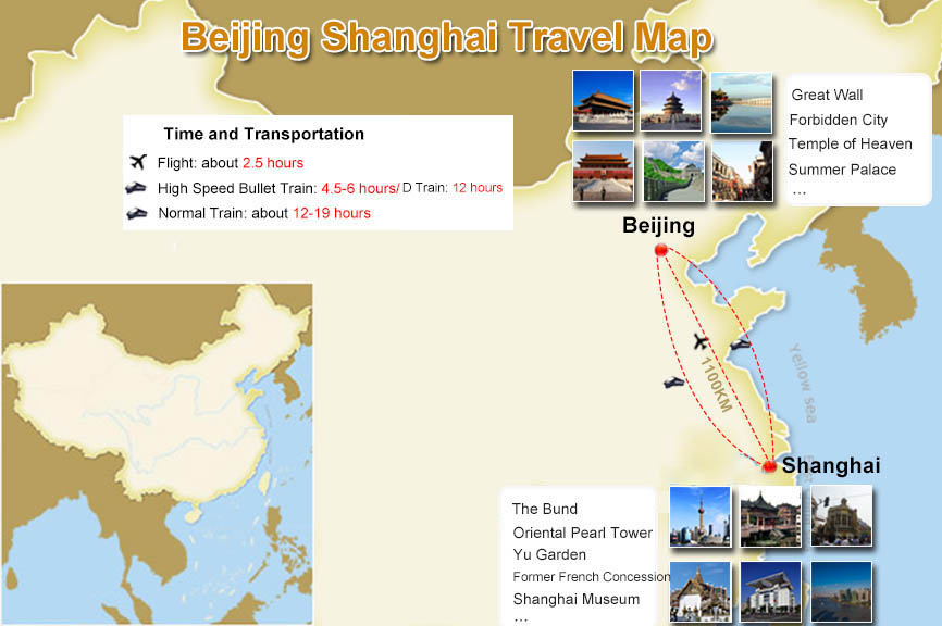 Beijing Shanghai Travel Map