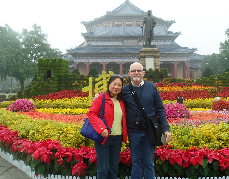 Robert and Kathleen Before Sun Yat-sen Memorial Hall Guangzhou Tour with China Discovery