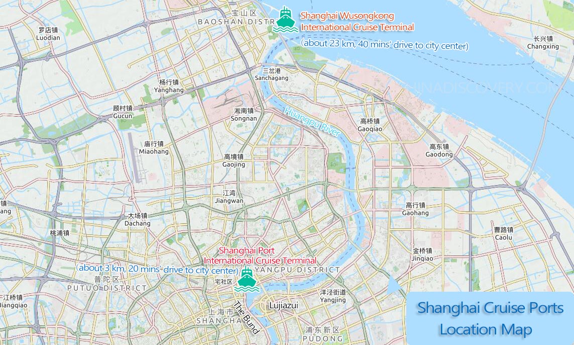 Shanghai Cruise Ports Location Map