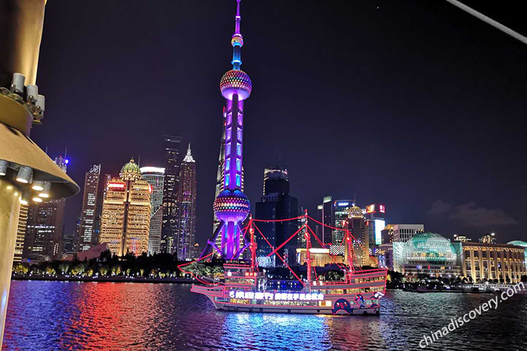 Pudong Riverside Seen from the Cruise Ship Shanghai Skyline