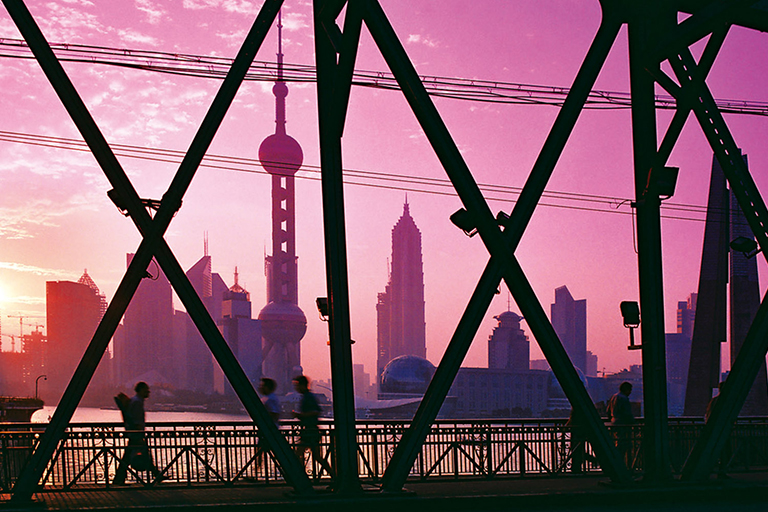 Silhouette of Lujiazui Seen from the Bund Shanghai Skyline
