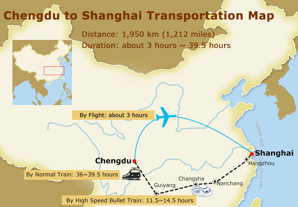 Chengdu to Shanghai Transportation Map Chengdu to Shanghai
