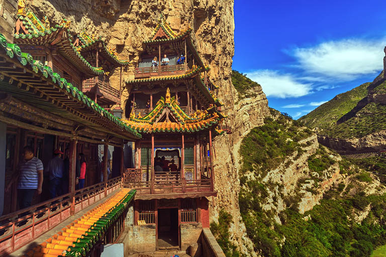 Corridor Connecting Pavilions on Hanging Temple Top Attractions in Datong