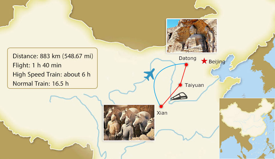 Xian to Datong Transfer Map