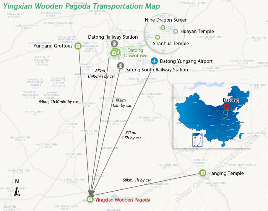 Yingxian Wooden Pagoda Transfer Map