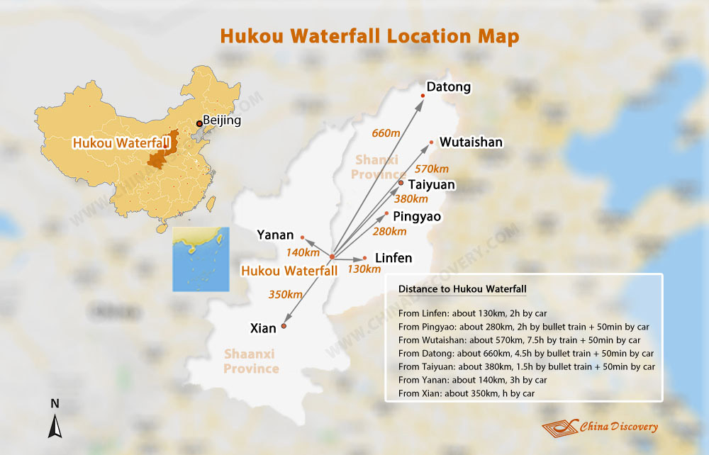 Hukou Waterfall Map