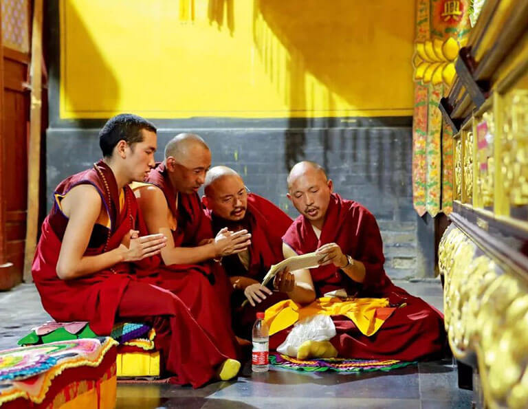 Monks of Tibetan Buddhism in Pusa Ding Temple