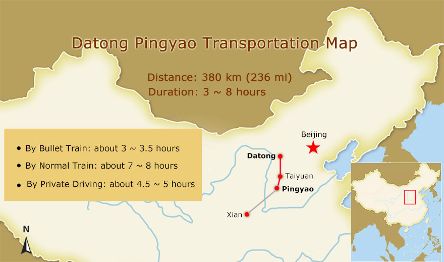 Pingyao to Datong Transfer Map