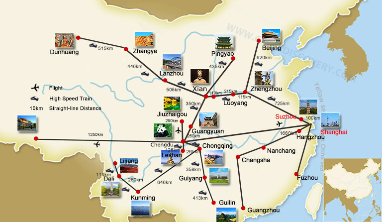 Shanghai Suzhou China Travel Map