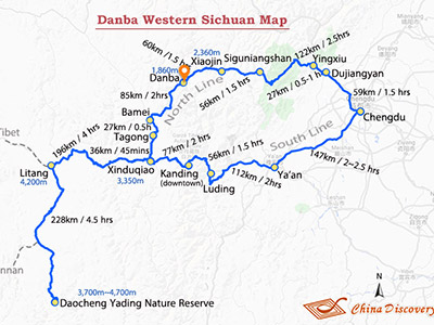 Danba Sichuan Map