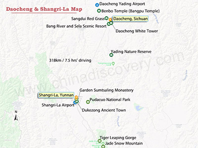 Daocheng Yading & Shangri-La Tourist Map 