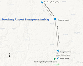 Daocheng Yading Airport Location Map