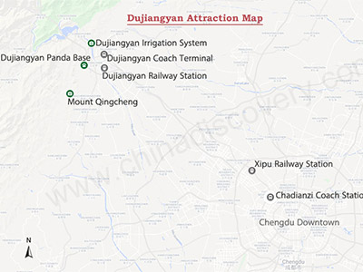 Dujiangyan Attractions Map