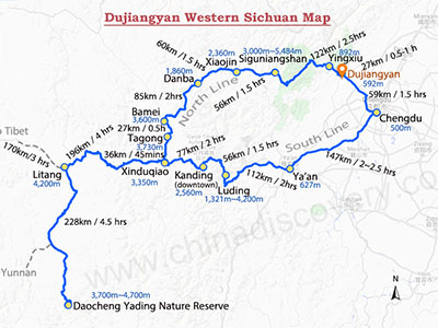Dujiangyan Western Sichuan Map