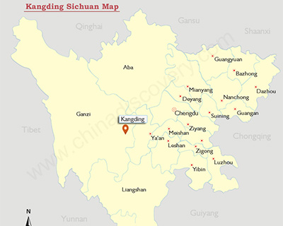 Kangding Sichuan Map