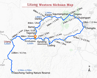 litang Western Sichuan Map