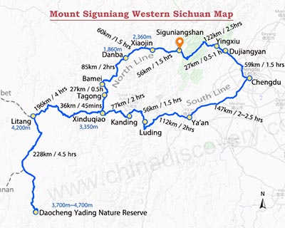 Mount Siguniang Western Sichuan Map