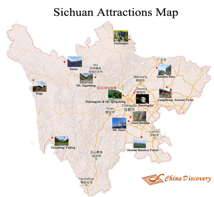 Sichuan Attractions Map
