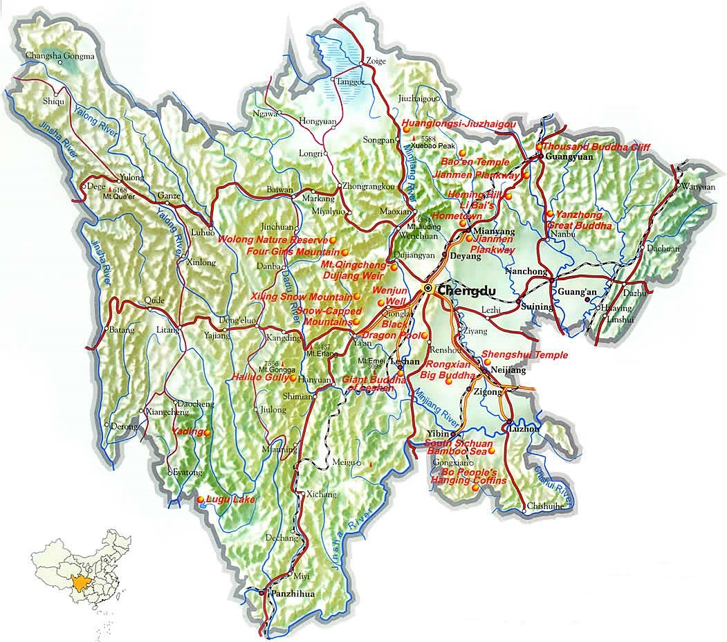 Sichuan Maps, Sichuan China Map, Sichuan Province Map