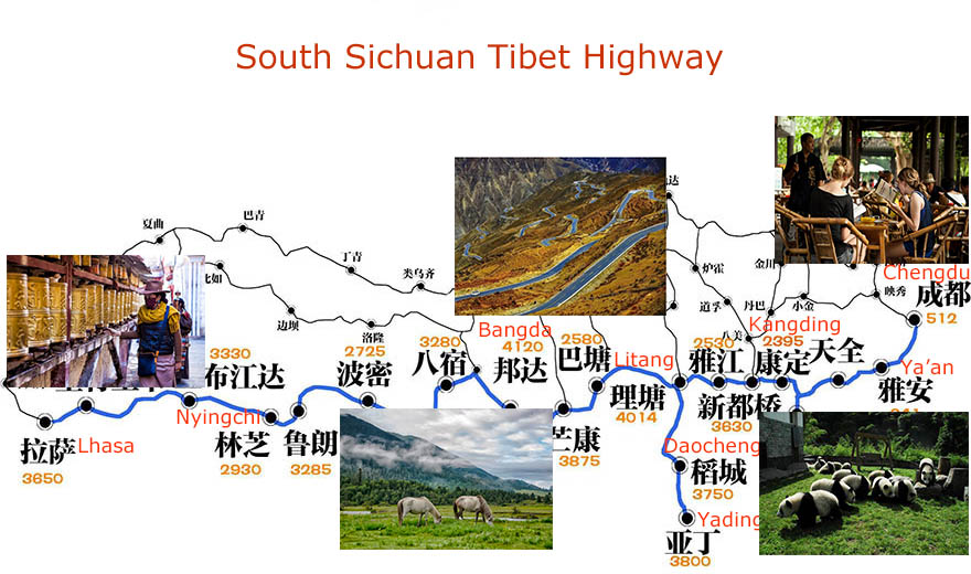 South Sichuan Tibet Highway Map Sichuan Tibet Railway