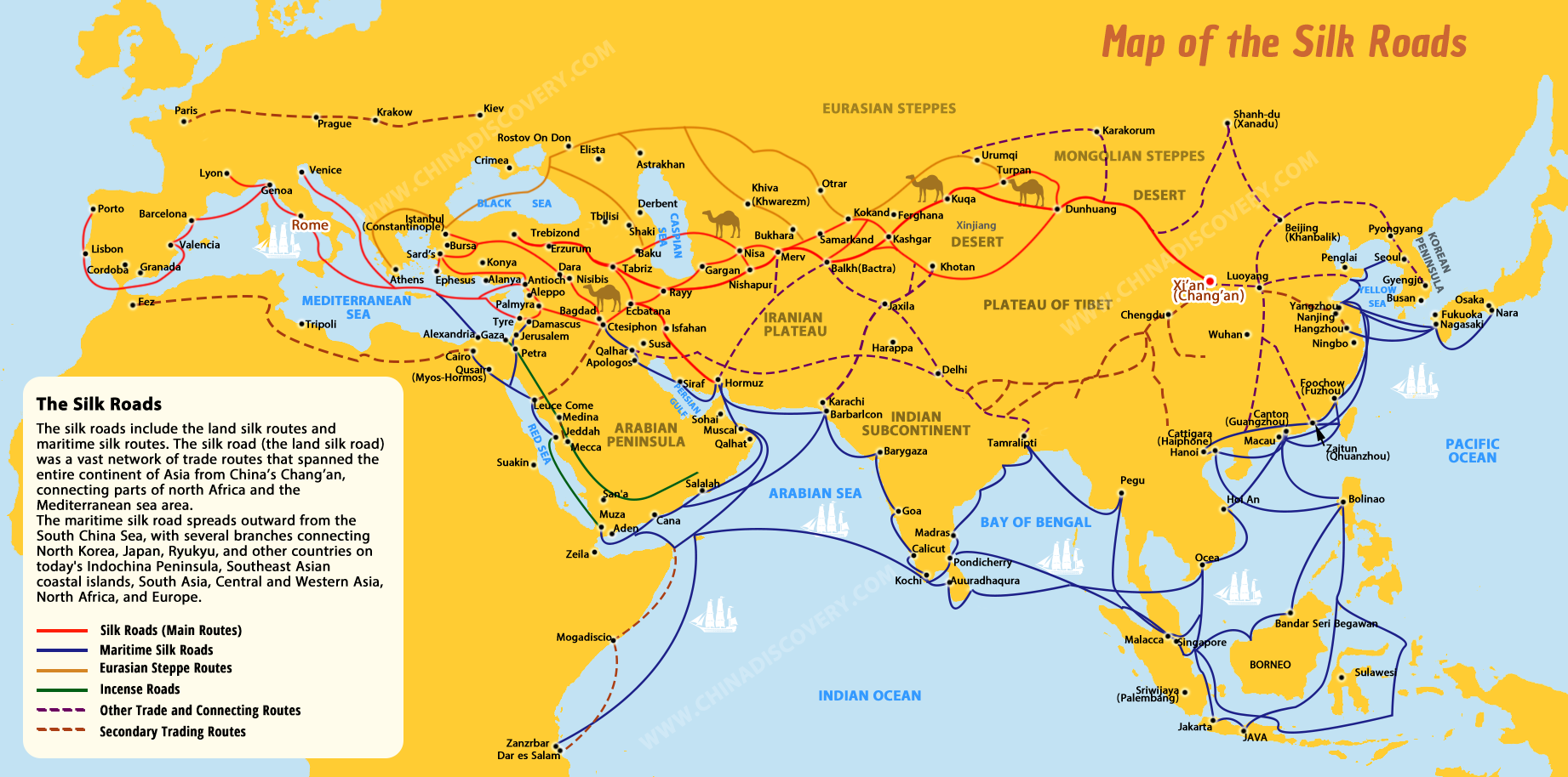 Silk Road Maps 2023 - Useful map of the ancient Silk Road Routes