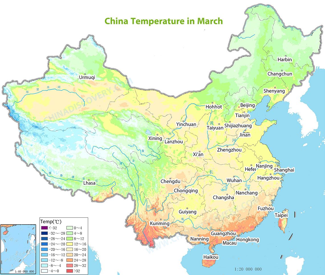China Temperature in March